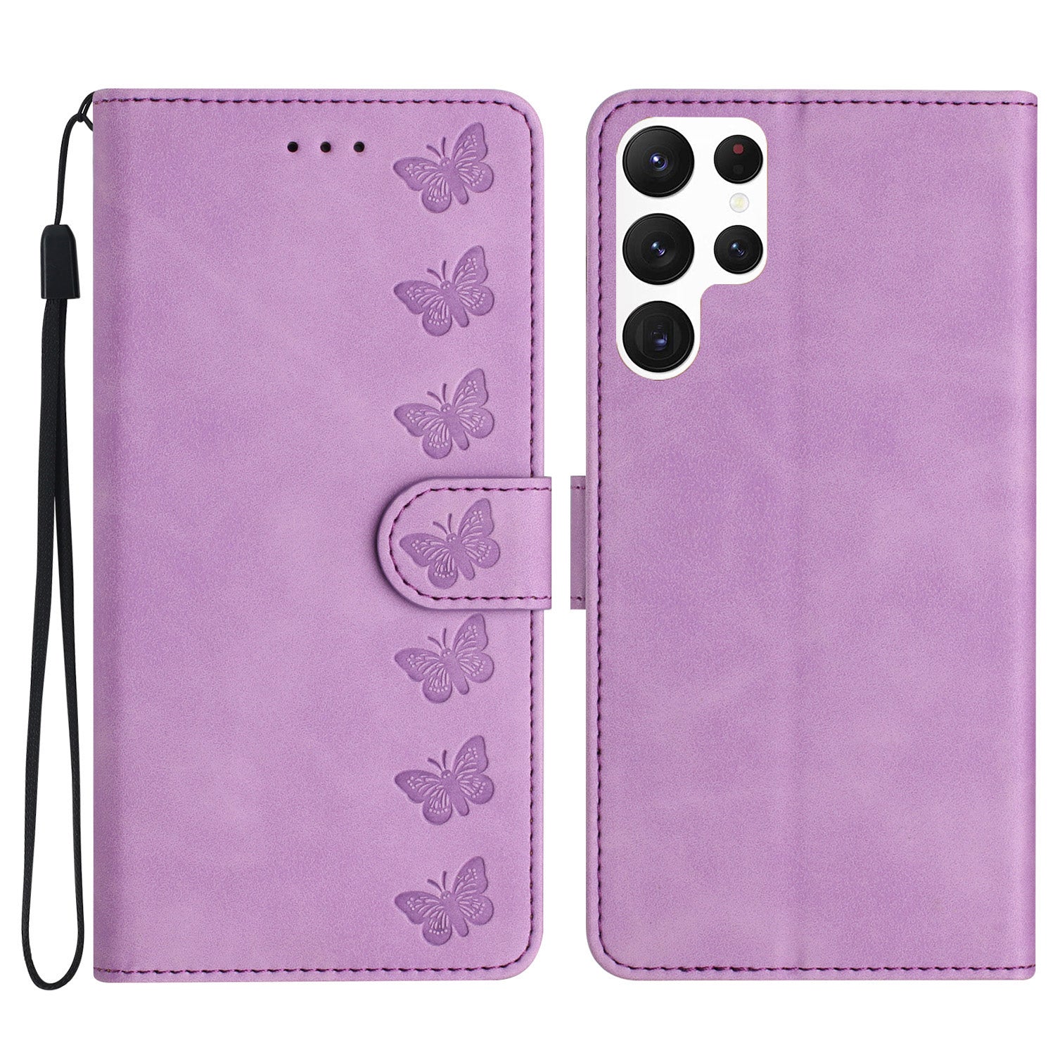 For Samsung Galaxy S22 Ultra 5G Fall-proof Stand Wallet Case Butterfly Imprinted Leather Cover For Samsung Galaxy S22 Ultra 5G Fall-proof Stand Wallet Case Butterfly Imprinted Leather Cover